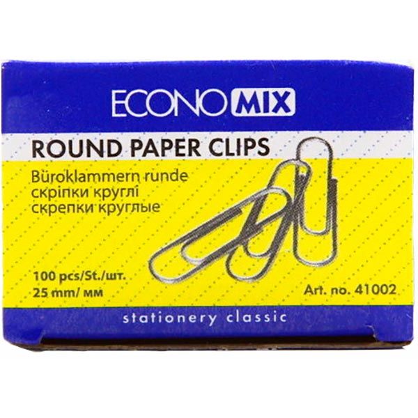 Скрепки E41002 25 мм 100 шт круглые Economix