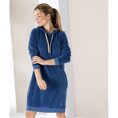 Халат женский Cawo Longsize-Hood р. S синий с серым 82017S