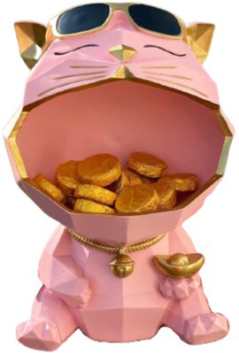 Статуэтка-подставка Кот-агент розовый 26x18 см