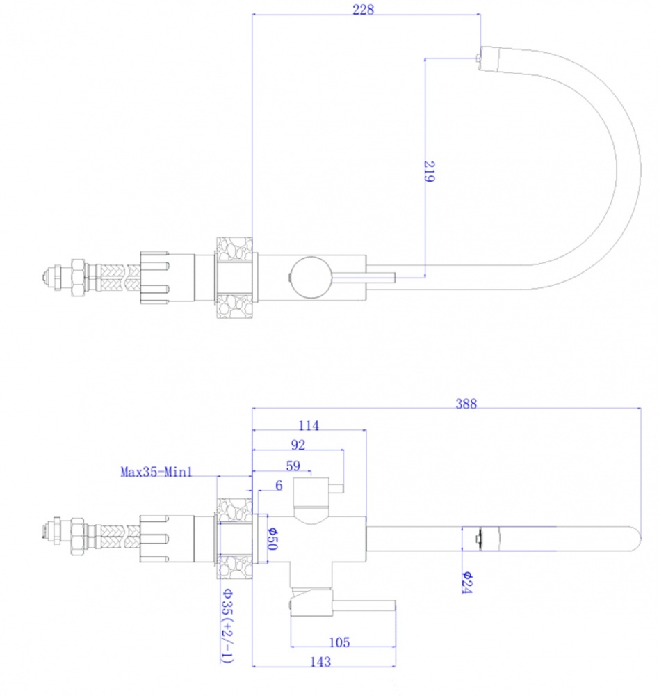 Смеситель для кухни Modi с подключением к фильтру BW7804B хром