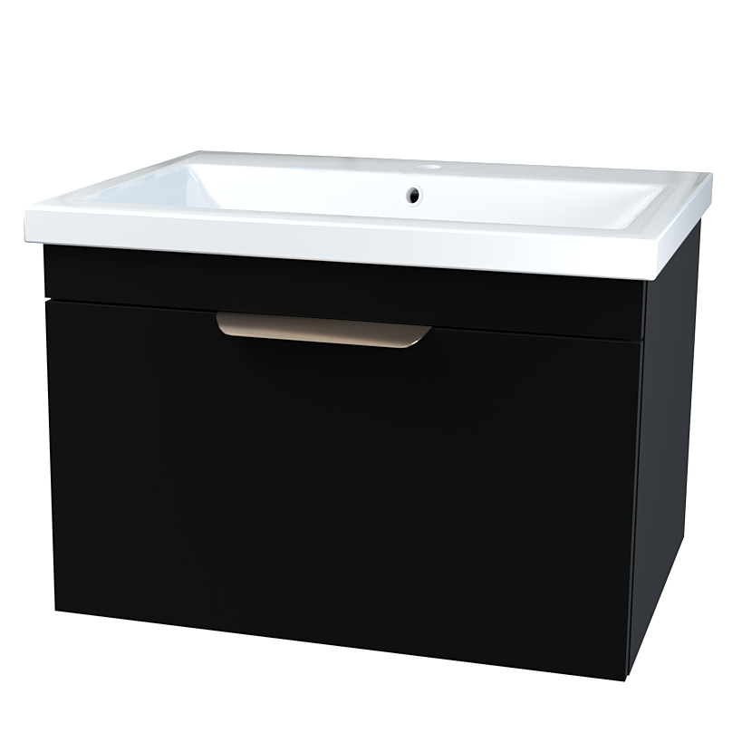 Тумба підвісна Сансервіс Каталонія-60 з умивальником Сомо 60 чорний мат