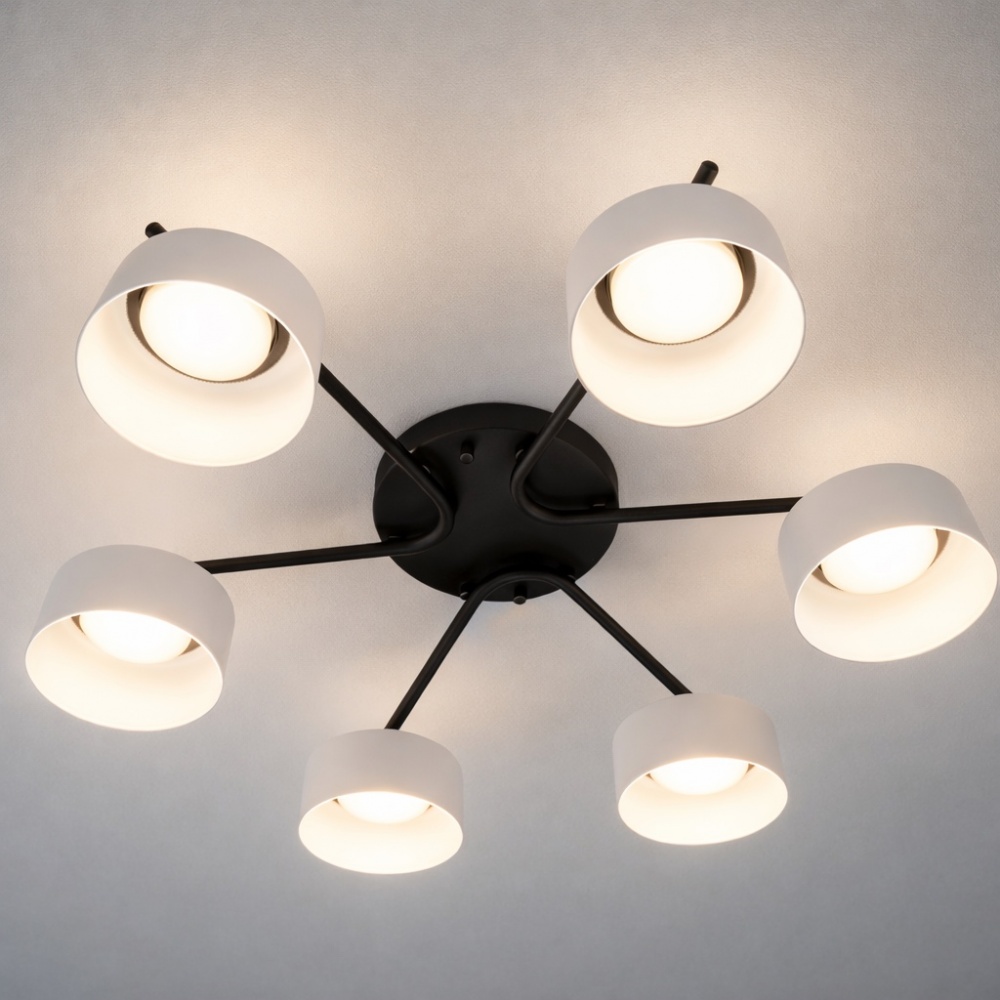 Люстра потолочная LIGHT SET DUSHA MS228 6x12 Вт GX53 черный/молочный