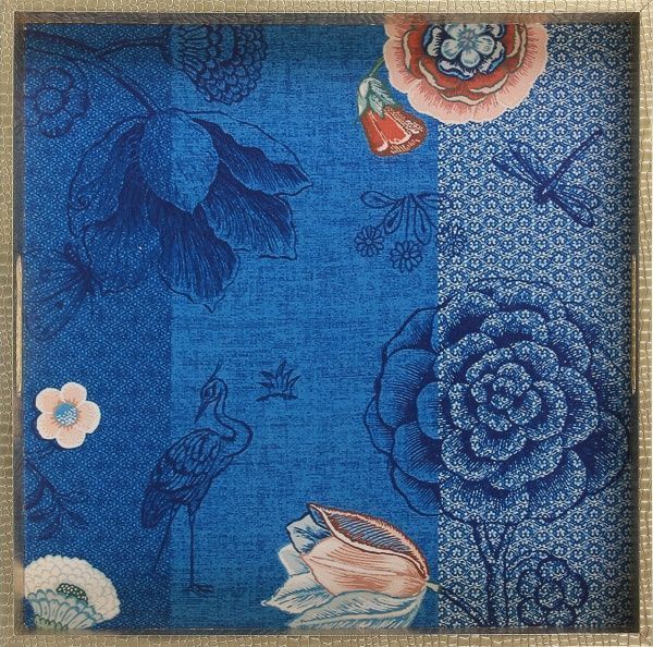 Таця Золото з блакитним 37х37х4,5 см