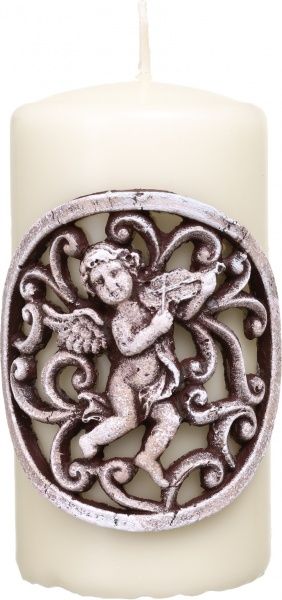 Свічка декоративна Амур, d=7 см, h=12 см, бежева Pako-If