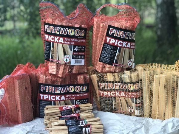Щепа для разведения огня (сосна) 4 дм3