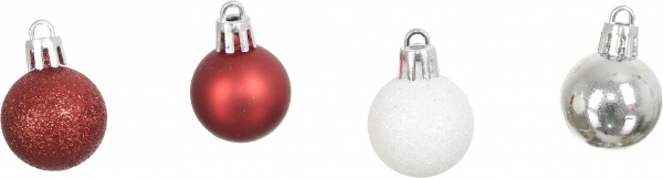 Набор новогодних украшений CAN215530 белый с красным d3 мм 12 шт./уп. 