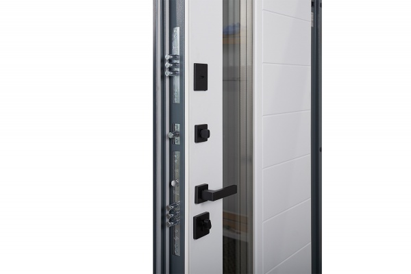 Двері вхідні Abwehr MG3 (529+529)(Vв)(ВСМс)(СПЗ) 096Л (7016n)+(Б) RAL 7016 / білий 2050x960 мм ліві