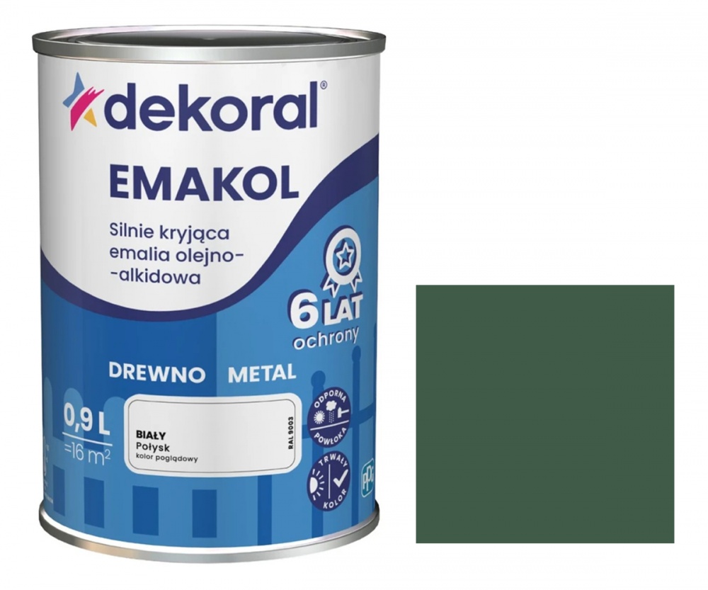 Емаль алкідна Dekoral Емаколь зелене листя глянець 0,9л