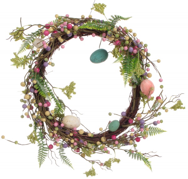 Венок пасхальный с яйцами 55х26 см 17S3116