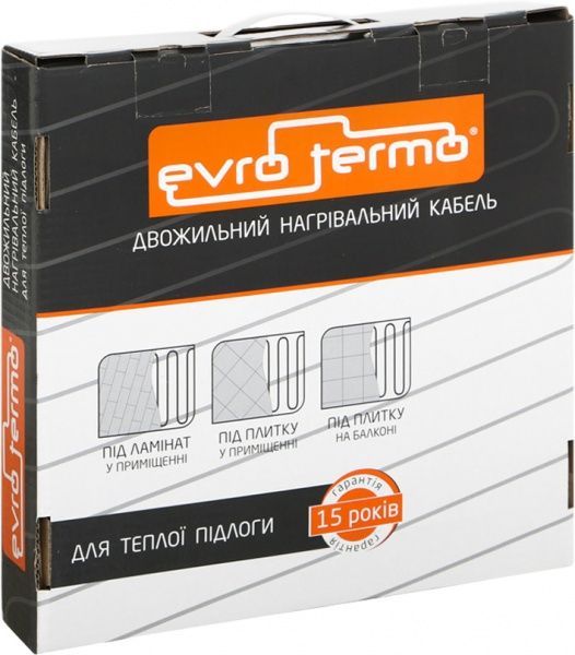 Нагрівальний кабель Evro-Termo 15, 7,7–12,8 кв.м