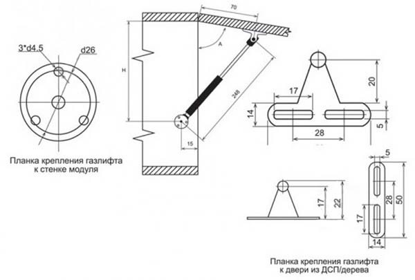 Амортизатор газовый для ДСП 80 N верхний DC DC 