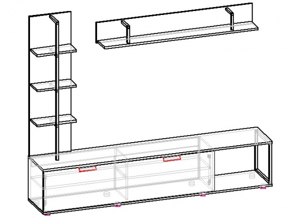 Стенка Харпер 2200х400х1800 ЛВ Вісент белая аляска 