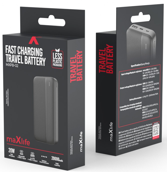 Повербанк Maxlife 20000 mAh black (MXPB-02)