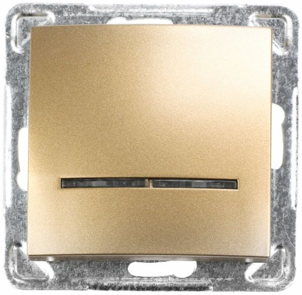 Вимикач одноклавішний Ospel Impresja з підсвіткою 16 А 250В IP20 золотий