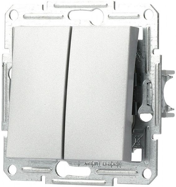 Перемикач прохідний двоклавішний Schneider Electric Asfora 10 А 250В IP20 алюміній EPH0600161