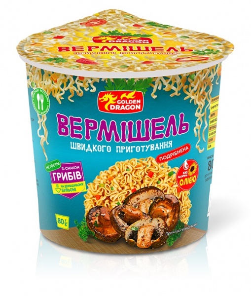 Вермішель GOLDEN DRAGON зі смаком грибів 75 г 
