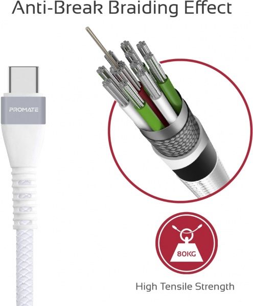 Кабель Promate USB Type-C – USB 1,2 м білий (vigoray-c.white) 
