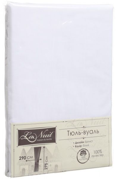 Тюль Батист белый 290х275 см La Nuit