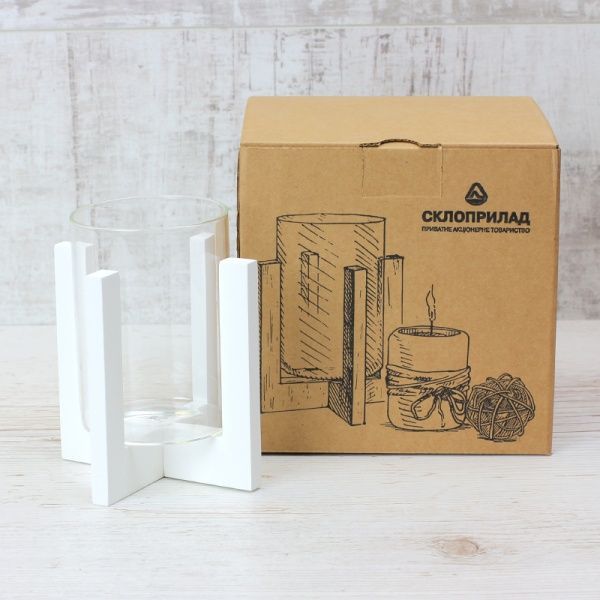 Подсвечник стеклянный на подставке 80/110 мм белый 300566 Стеклоприбор