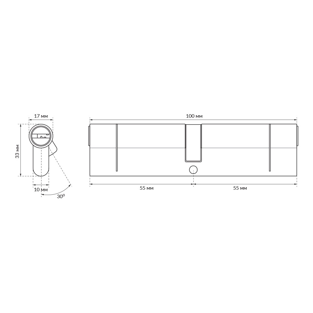 Циліндр Buonelle 55x55 ключ-ключ 110 мм матовий хром B10CC5555SCX6