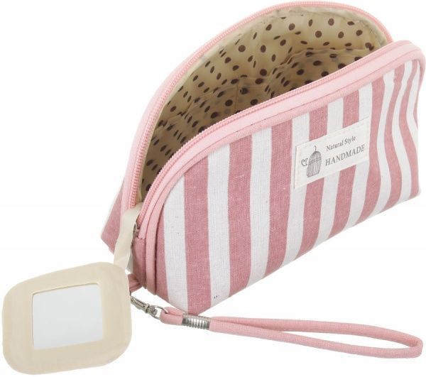 Набір косметичок Смужка Овал B5112 темно-рожевий 