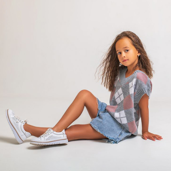 Жилет для девочки ART KNIT Ромб р.128 серый 26294 