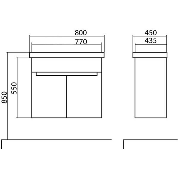 Тумба Aqua Rodos Омега консольная 80 с умывальником Frame (АР000040334)