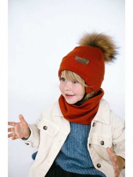 Комплект шапка + снуд для мальчиков Dembo House Нугзар р.48 терракот 22.01.026 
