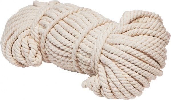 Шнур хлопчатобумажный витый 5 мм 20 м белый 0,3 кг