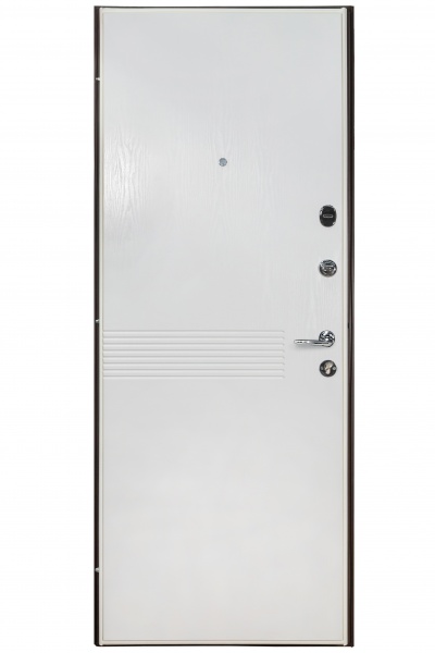 Дверь входная Revolut Doors В-83 модель 184 венге серый горизонт / белый 2050x950 мм правая