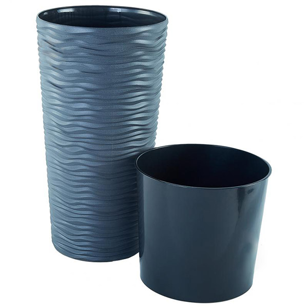 Вазон пластиковий Алеана Ф'южн круглий 22 л граніт