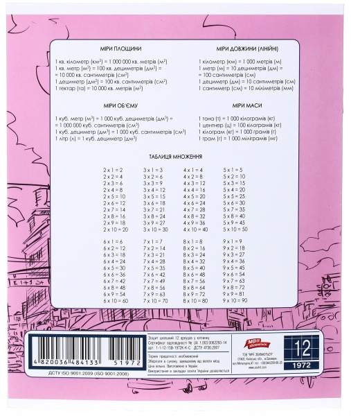 Зошит шкільний уф-лак 12 аркушів у клітинку в асортименті Мрії збуваються