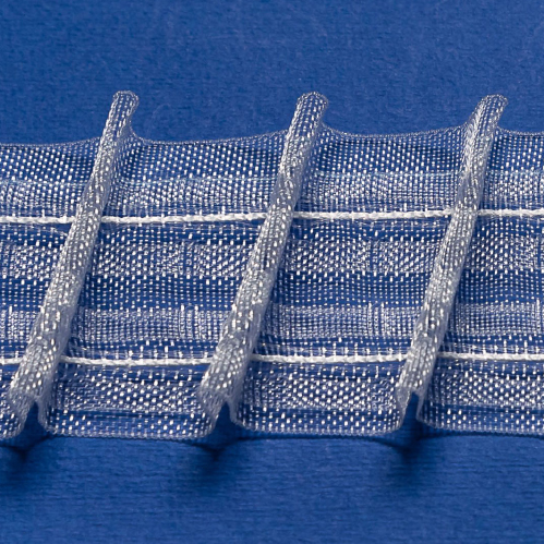 Тесьма Nelson 43966/50 прозрачная равномерная 1:2 левая диагональ 4 ряда петель