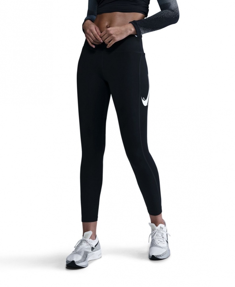 Тайтсы Nike W NK FAST DF MR 7/8 TGT SW HV8555-010 р.S черный