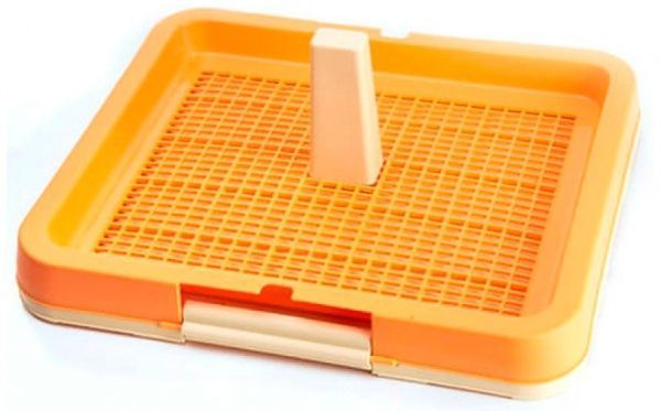 Туалет под пеленку с сеткой, столбиком для кобеля М (48,3x40,3х4cм), P 683