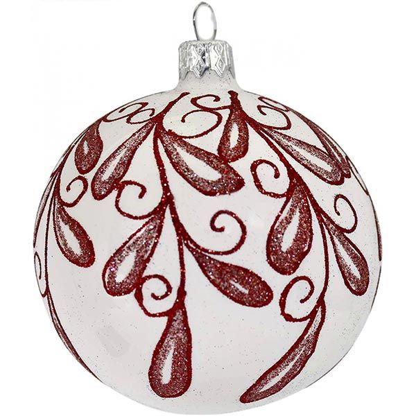 Шарик новогодний 4857-1 белый 80 мм