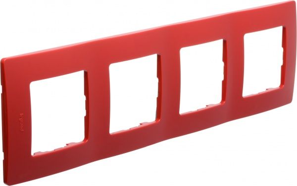 Рамка четырехместная Legrand Etika универсальная красный