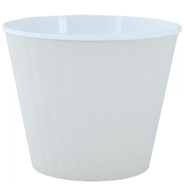 Горщик пластиковий Алеана Ібіс з подвійним дном круглий біла троянда/білий (114032) 