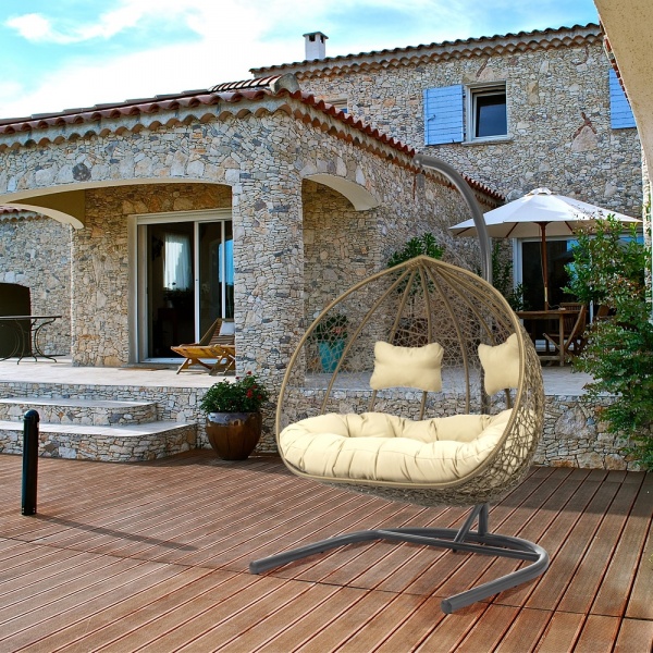 Кресло-кокон Como с подушкой 133х75х125 см бежевый