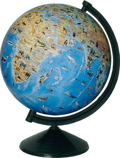 Глобус физический с животными 26 см с подсветкой