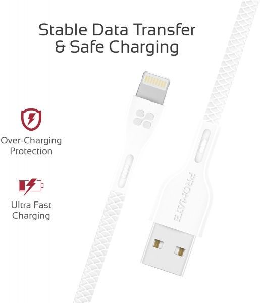 Кабель Promate Lightning – USB 1,2 м білий (powerbeam-i.white) 