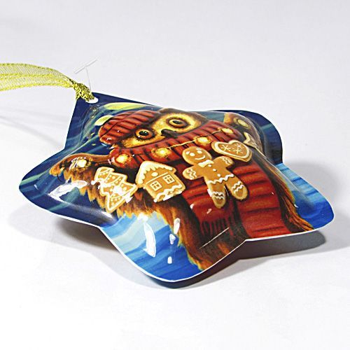 Ялинкова іграшка зірочка Сова 9 см 