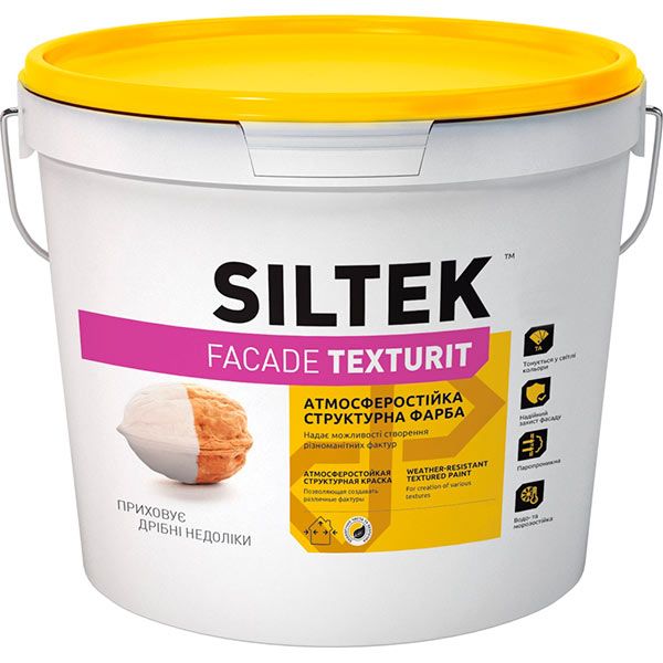 Краска акриловая структурная Siltek FACADE TEXTURIT База ТА мат белый 4,5л