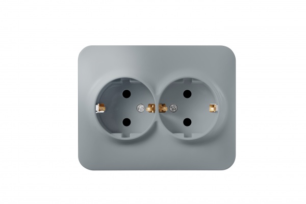 Розетка двойная с заземлением Hausmark Luno IP20 серебро 709-4343-127B