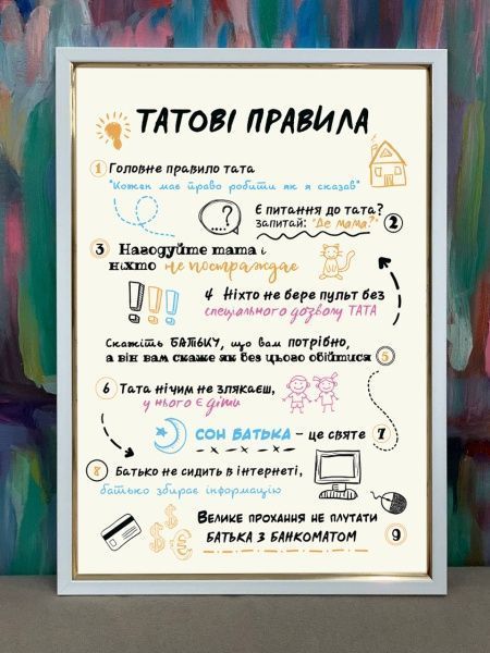 Картина Татові правила білий Posterclub 