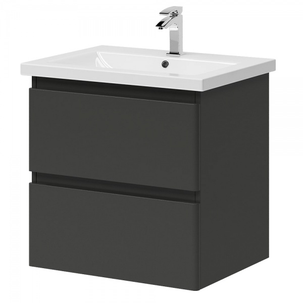 Тумба підвісна Aquarius Teffi графіт з умивальником Комо 60