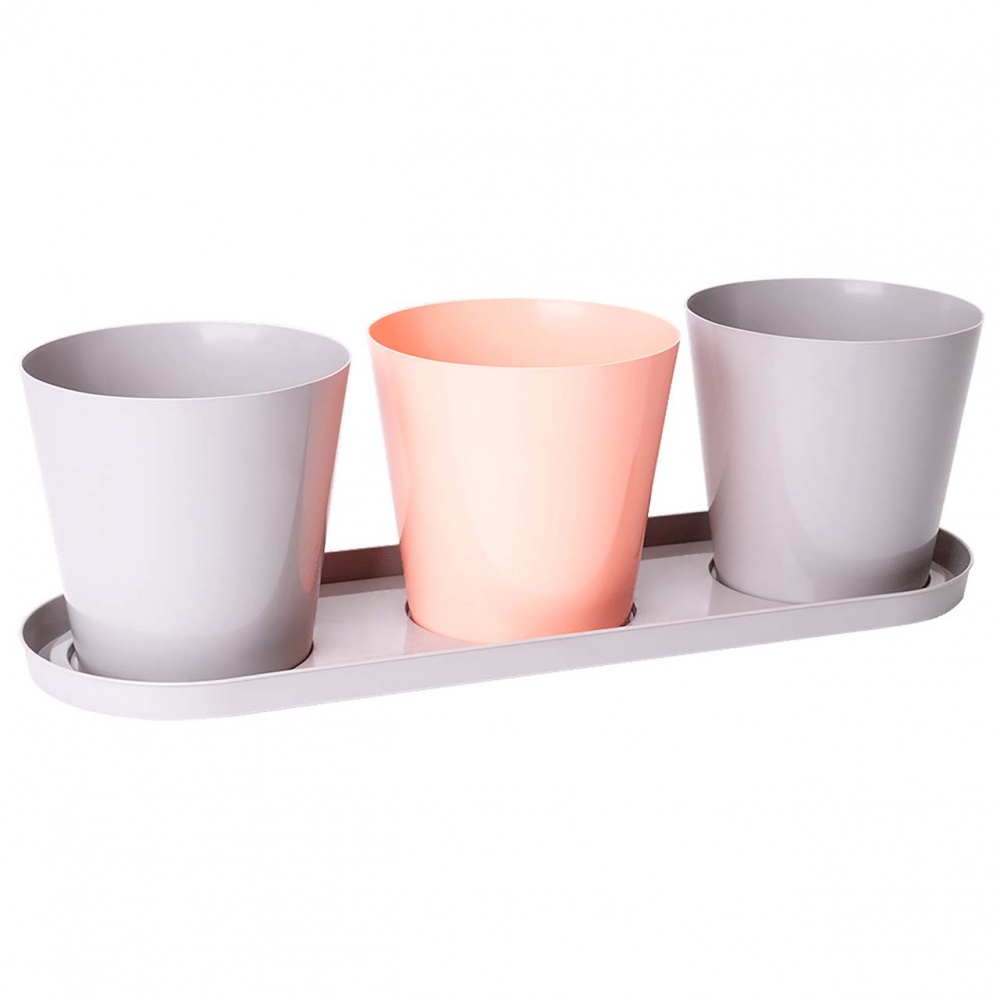 Набір пластик Городик на підвіконні (3 шт.) круглий мікс 1,8 л Алеана (127086)