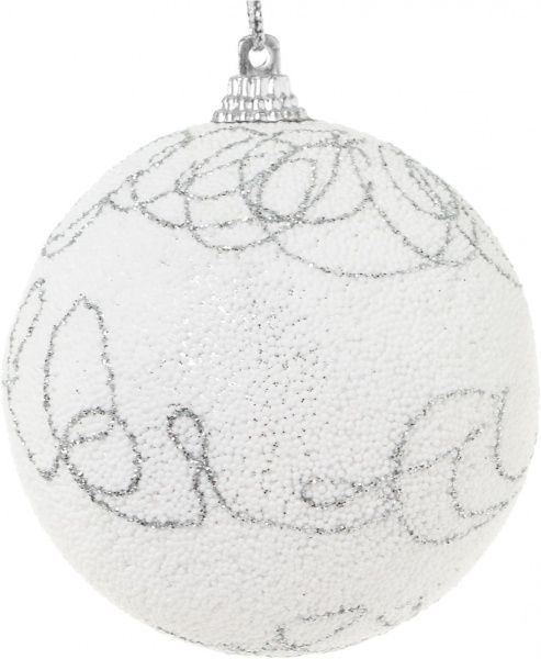 Шар пластиковый Изморозь d80 SDA180S белый с серебристым