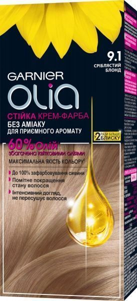 Фарба для волосся Garnier Olia 9.1 сріблястий блонд
