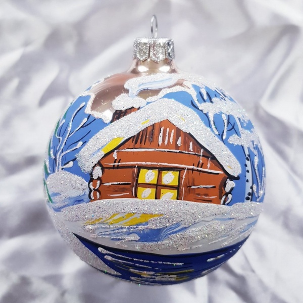 Подарочный шар Юріта Пейзаж 100 мм желтый 100354М